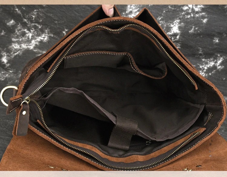 Genuine Leather Bag Retro Large Capacity Leather Men's - Etsy