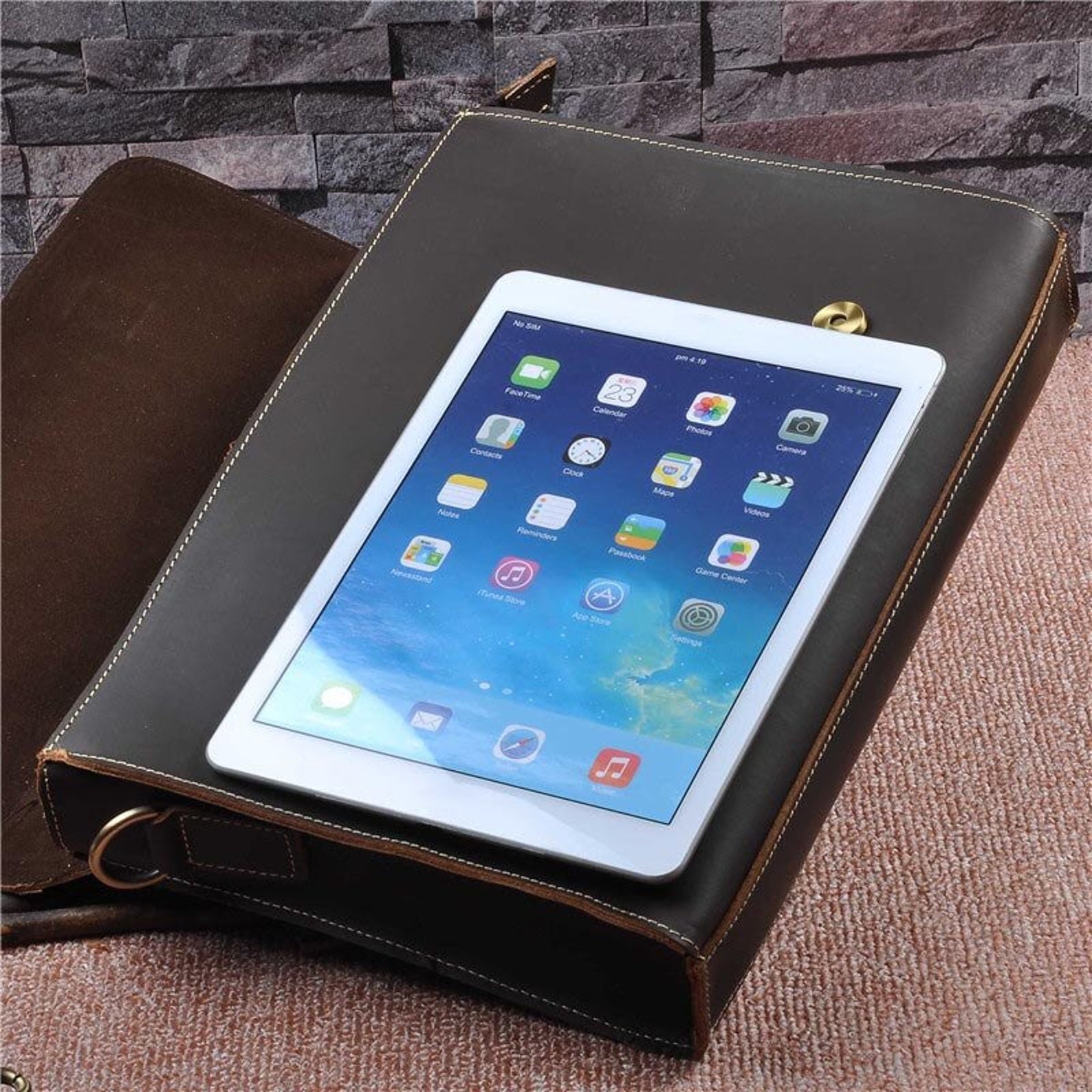Men Women Briefcase Genuine Leather Ipad Tab Tablet Bag Doctor Etsy