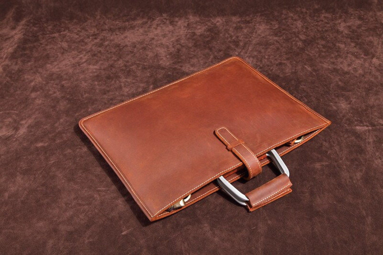 Leather Briefcase File Bag Folder Bag Genuine Leather - Etsy