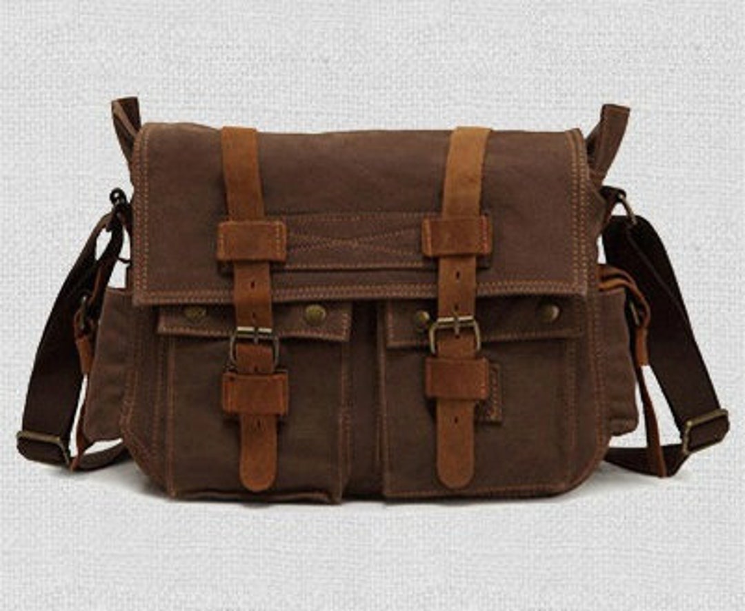 Canvas Leather Bag Male Briefcase Business Unisex High Quality - Etsy
