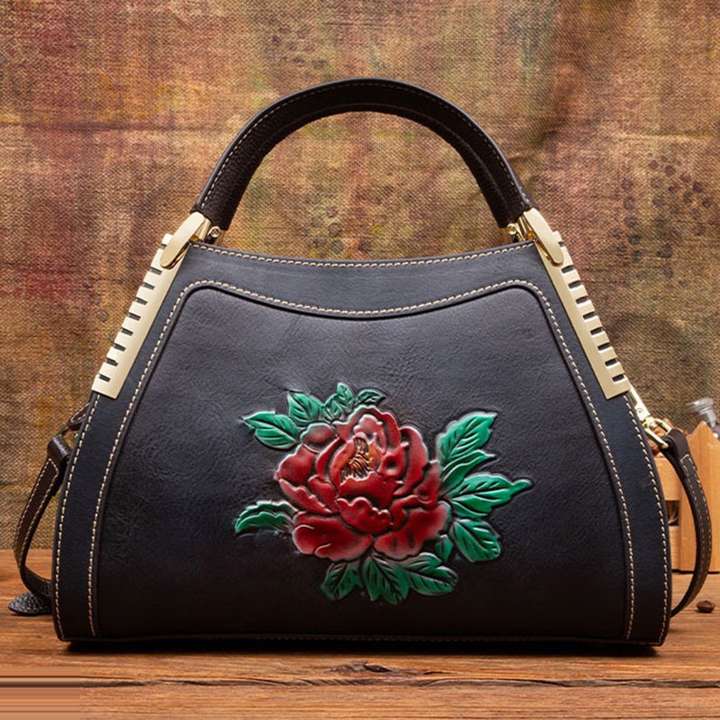 Women Genuine Leather Messenger Cross Body Tote Bag Handbag Etsy