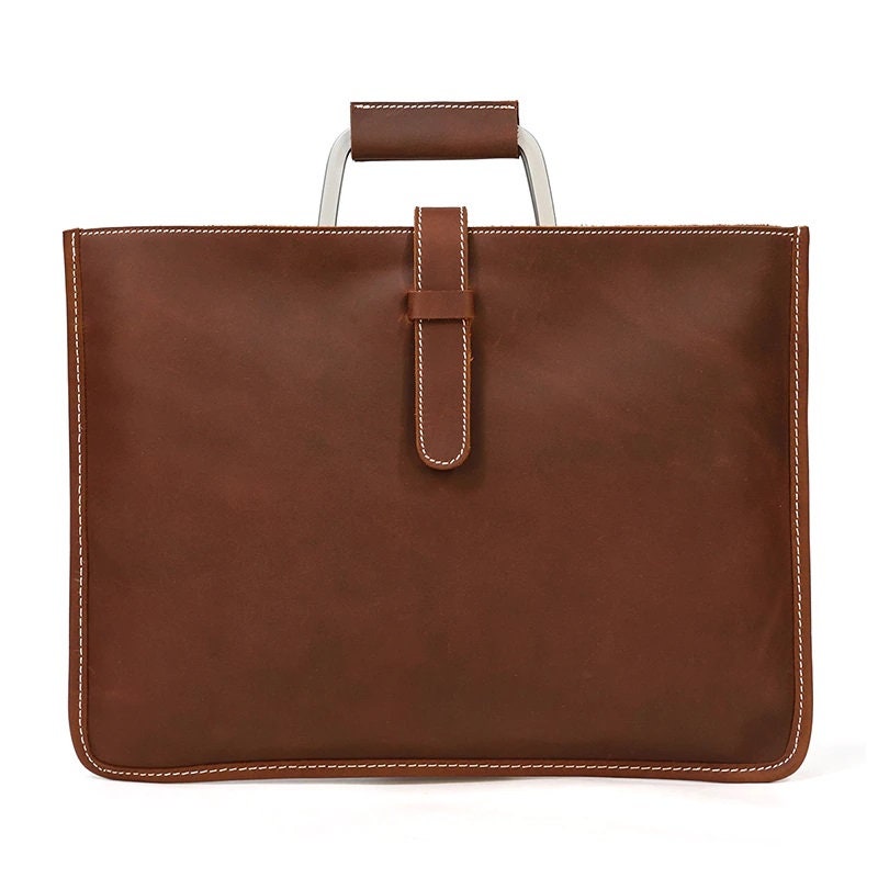 Leather Briefcase File Bag folder bag Genuine Leather | Etsy