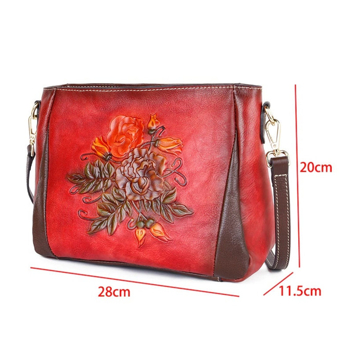 Women Genuine Leather Messenger Bag Crossbody Tote Bag Handbag Etsy