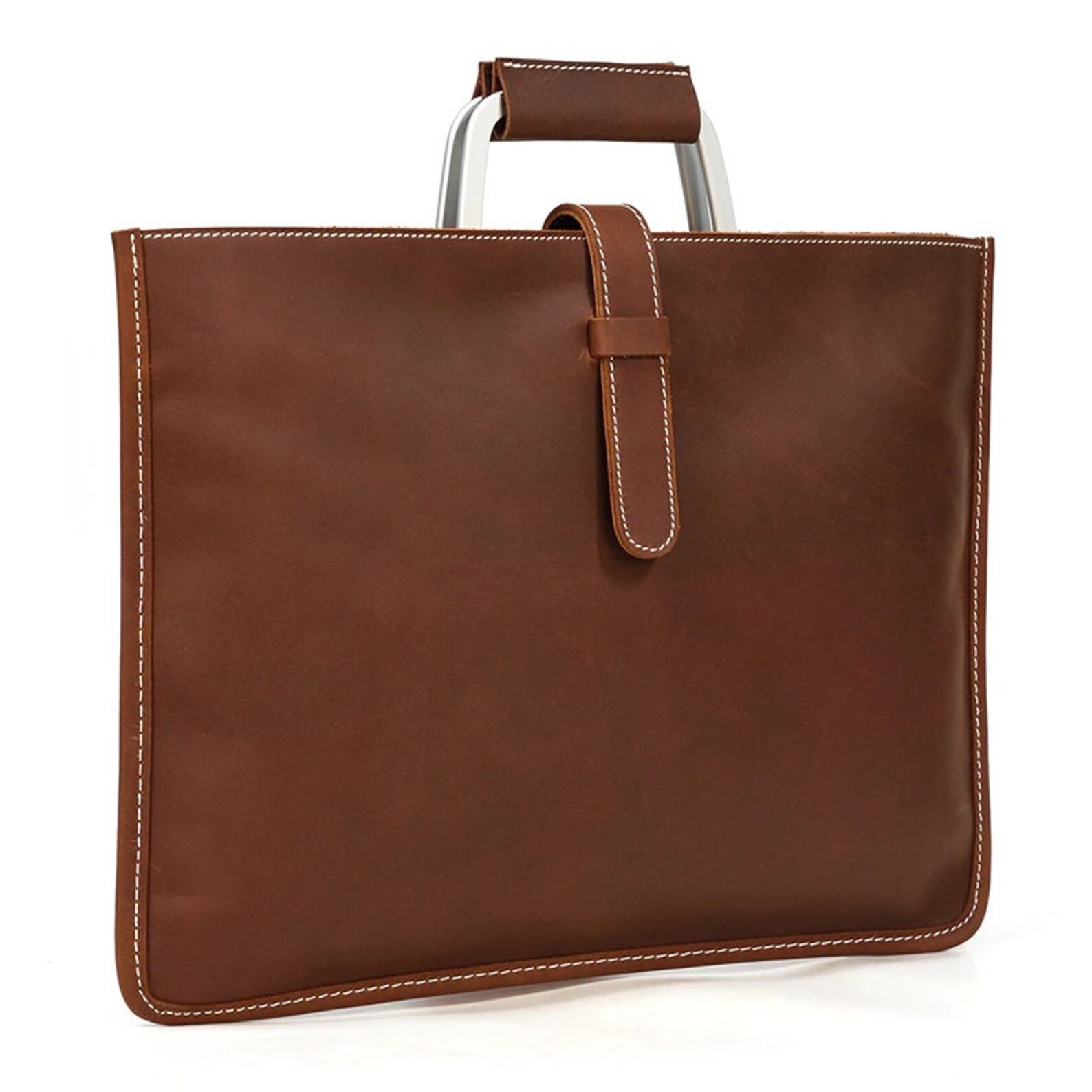 Leather Briefcase File Bag Folder Bag Genuine Leather Etsy