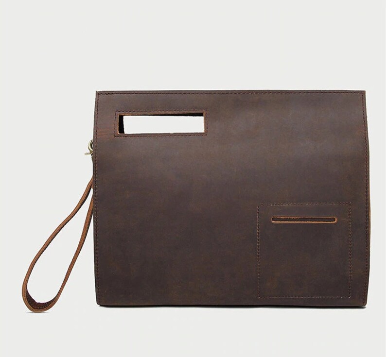 Leather Briefcase File Bag Folder Bag Genuine Leather Etsy