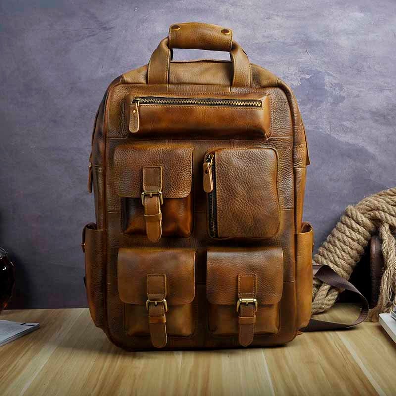 Light Brown Leather Heavy Duty Design Men Travel Casual | Etsy