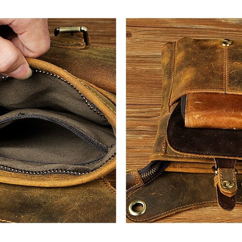 Natural Leather Men buying Design Tablet Satchel Men Sling Messenger Bag Multi-function Fashion Travel Waist Belt Bag Pack Leg Bag Male Leg Bag