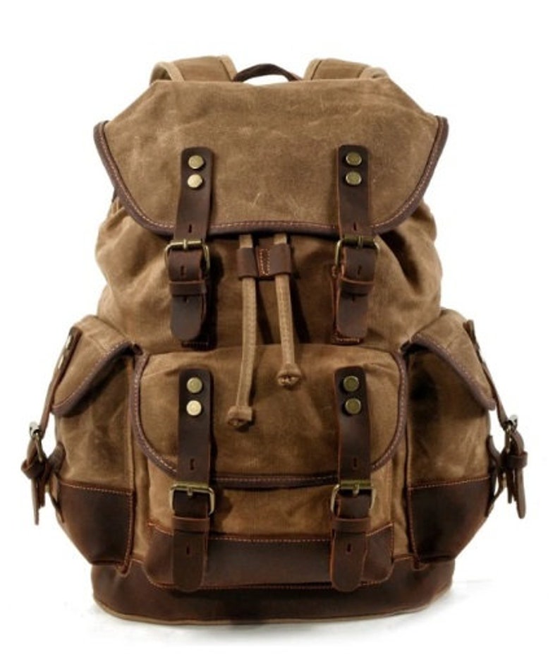 Vintage Canvas Leather Backpacks for Men Laptop Daypacks | Etsy