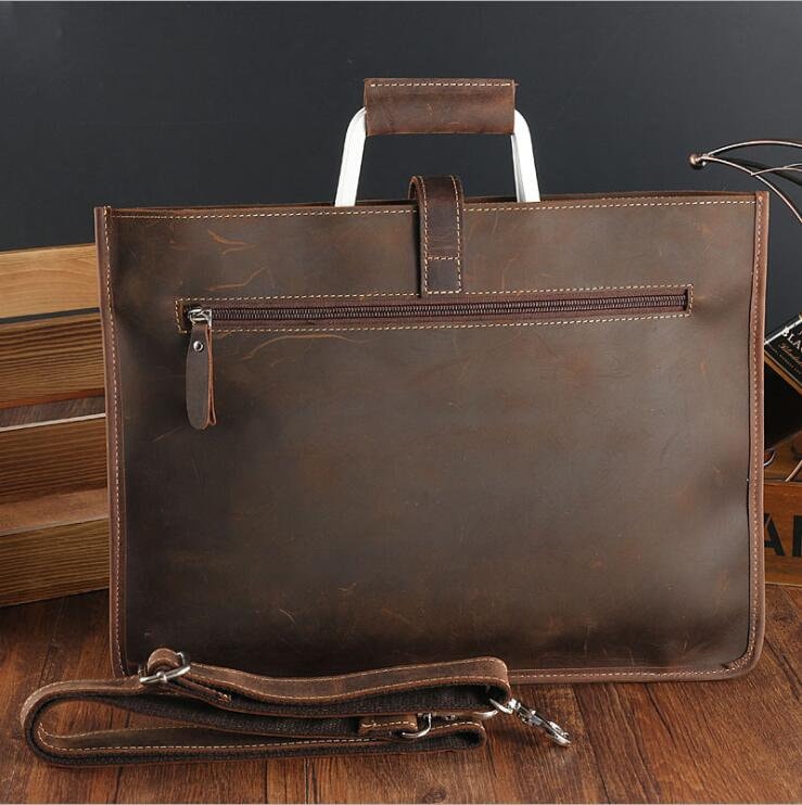 Leather Briefcase File Bag folder bag Genuine Leather Etsy