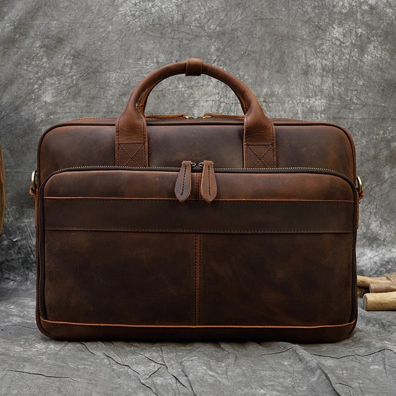 Men Briefcase Genuine Leather Laptop Notebook Bag 15.6 PC - Etsy