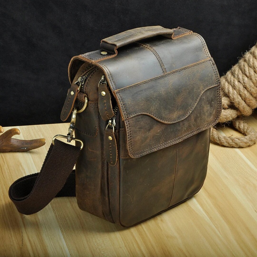 Genuine Leather Shoulder Messenger Crossbody Bag Fashion - Etsy