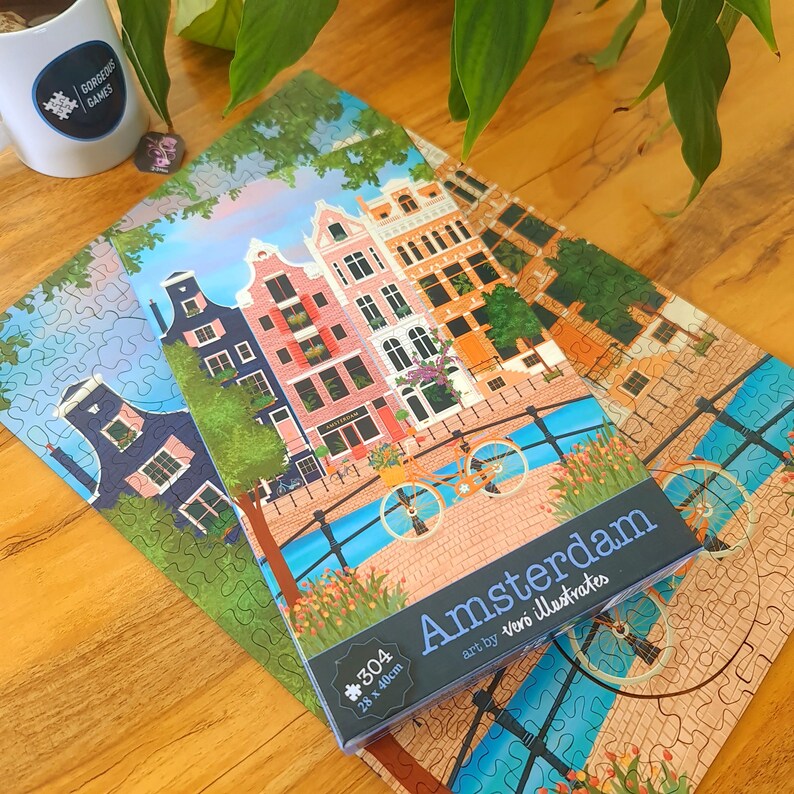 Amsterdam Premium Holzpuzzle | 304 Teile & 28 cm x 40 cm | Stabile 4 mm Starke Stücke | Handgefertigt und professionell verpackt Bild 3