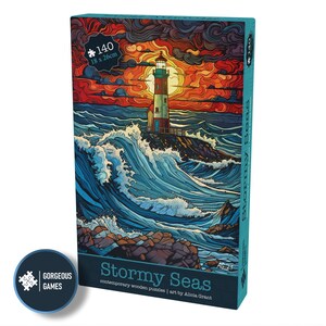 Drewniana układanka Stormy Seas | 140 elementów, 18 cm x 26 cm | Drewniana układanka premium | Oszałamiający prezent dla dziewczyny, żony i siostry