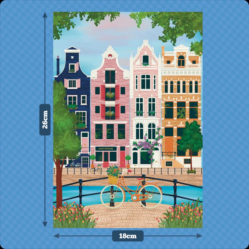 Amsterdam Premium Holzpuzzle | 304 Teile & 28 cm x 40 cm | Stabile 4 mm Starke Stücke | Handgefertigt und professionell verpackt Bild 7