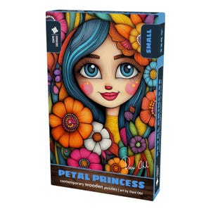 Petal Princess Mała Drewniana Puzzle | Premium Drewniane Puzzle Dla Dorosłych | Współczesne Puzzle | 18 cm x 26 cm | 134 Elementy
