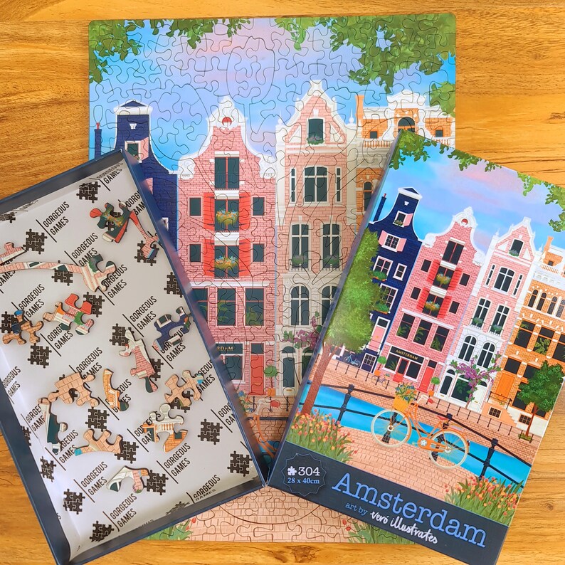 Amsterdam Premium Holzpuzzle | 304 Teile & 28 cm x 40 cm | Stabile 4 mm Starke Stücke | Handgefertigt und professionell verpackt Bild 2