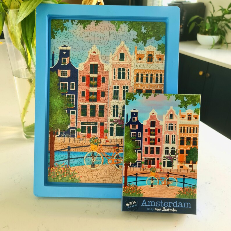 Amsterdam Premium Holzpuzzle | 304 Teile & 28 cm x 40 cm | Stabile 4 mm Starke Stücke | Handgefertigt und professionell verpackt Bild 4