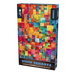 Vivid Squares Wooden Jigsaw Puzzle For Adults | Premium Wood Jigsaw Puzzles For Adults | Contemporary Puzzle | 18cm x 26cm | 117 Pieces