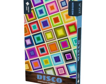 Disko Mittelgroßes Holzpuzzle | Premium Holzpuzzle | Zeitgenössische Kunst | Premium Build | 28 cm x 40 cm & 315 Teile