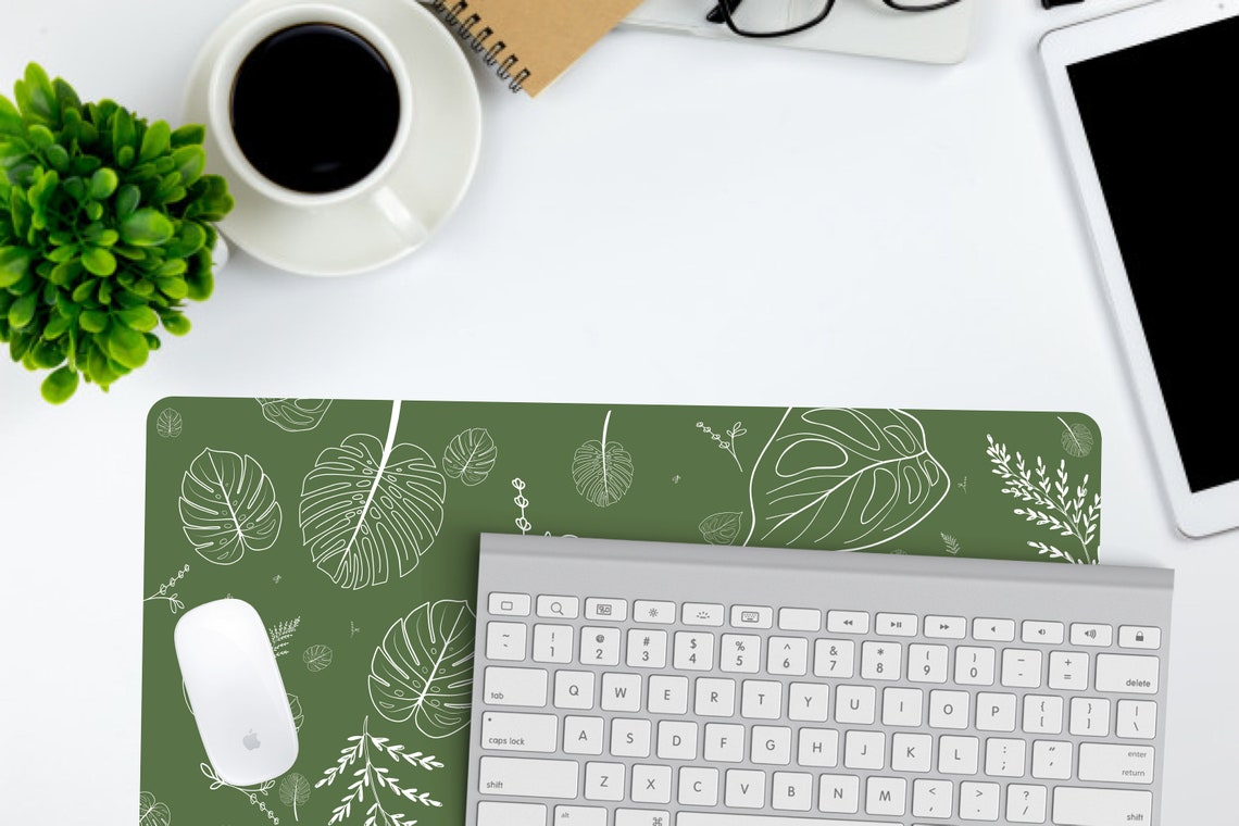 Earthy Green Desk Mat Personalized Cubicle Decor Extended Etsy