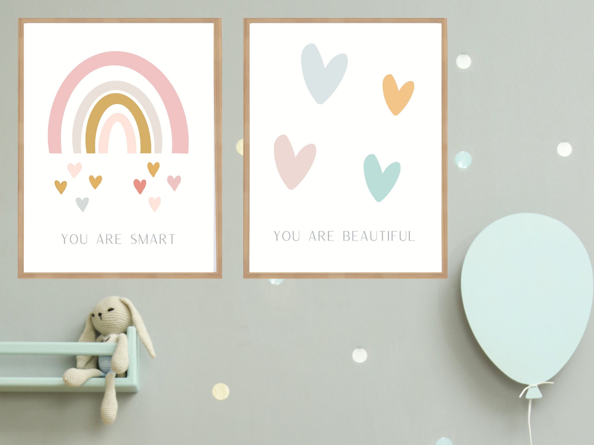 Printable Rainbow Wall Art Set of 5 Prints Pink Neutral Wall Etsy Ireland