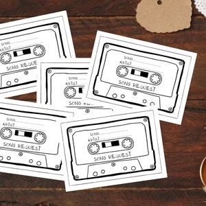 Liedverzoekkaarten - Afdrukbaar A4-blad - Bruiloftsreceptie/verjaardagsfeestje - Muziek DJ - Digitale download - nummer/artiest