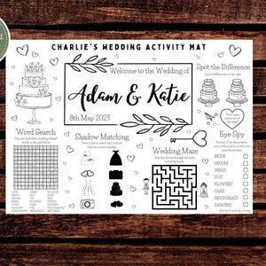 Personalised Wedding Activity Mat / Sheet - Print from home - Digital Download - A4 / A3 - kids / children