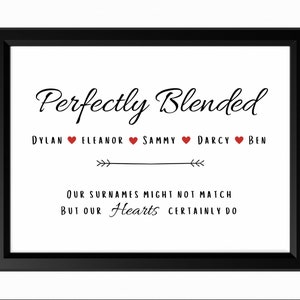 Perfectly Blended Print - Personalised Unique affordable Gift Step/ Half Family / Lesbian / Gay Gifts - Digital Download