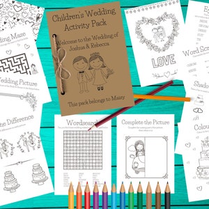 Personalised Children’s Wedding Activity Pack - Wedding ideas - Digital Download - 12 pages - keep the children entertained pdf