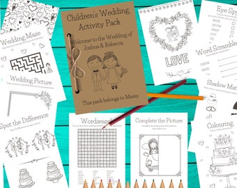 Personalised Children’s Wedding Activity Pack - Wedding ideas - Digital Download - 12 pages - keep the children entertained pdf