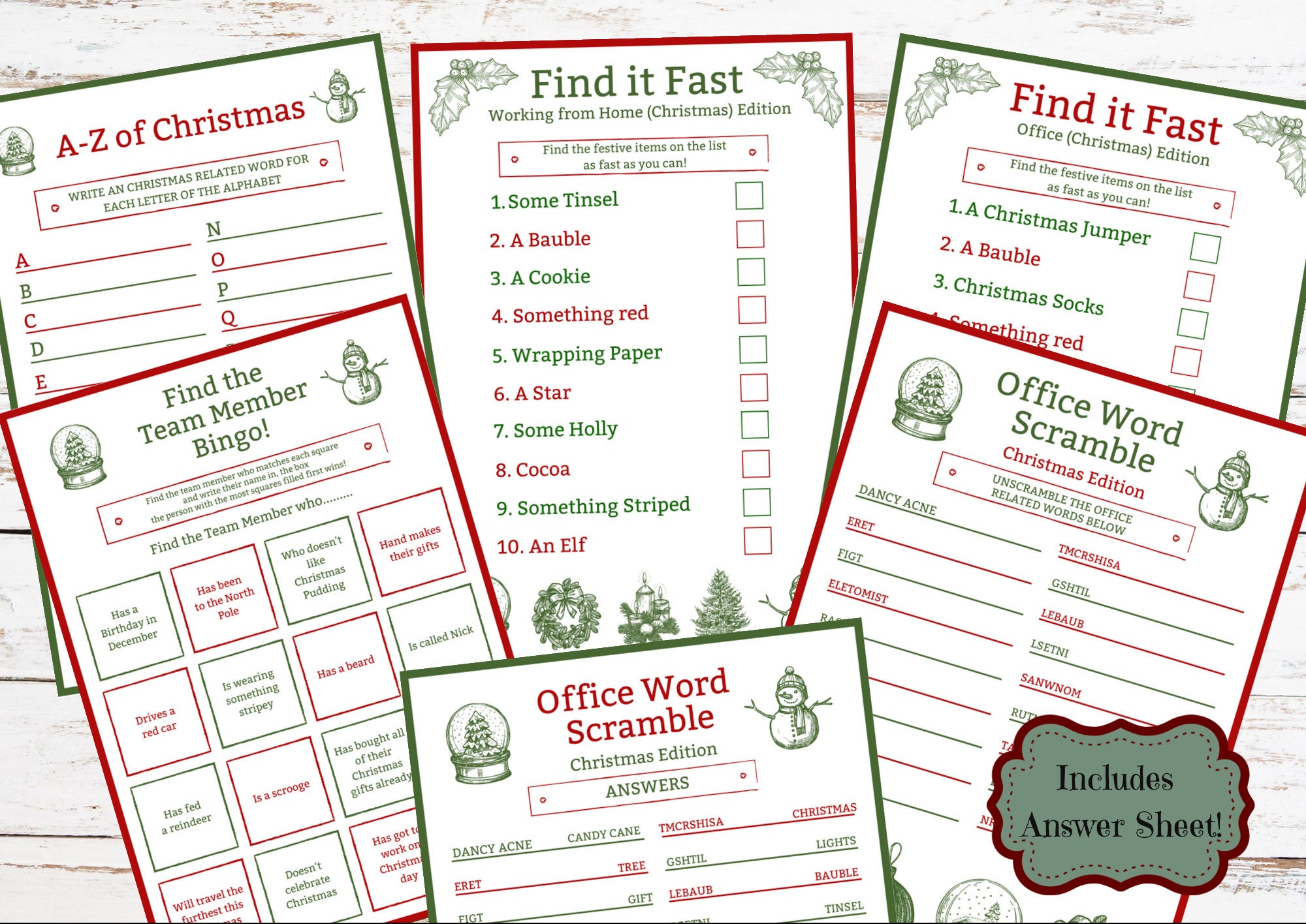 Christmas Office Games Pack, Team Building, Ice Breaker, Meeting, Colleagues, Work, Morale Bingo 