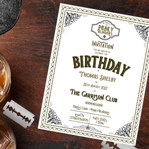 Peaky Blinders Inspired Birthday/ Event/ Party - Invitations personnalisées - Soirée à thème - Impressions numériques - pdf