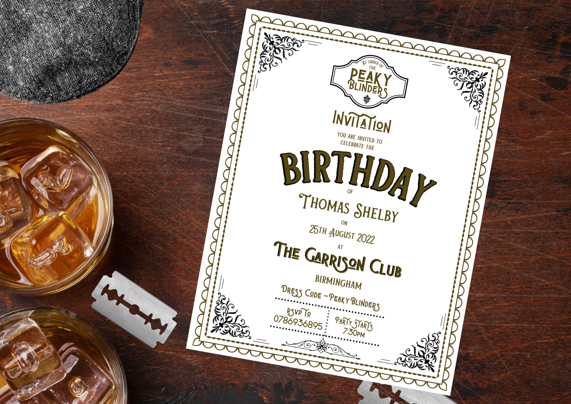 Peaky Blinders Inspired Birthday/ Event/ Party - Personalised invitations -  Themed Party - Digital Prints - pdf