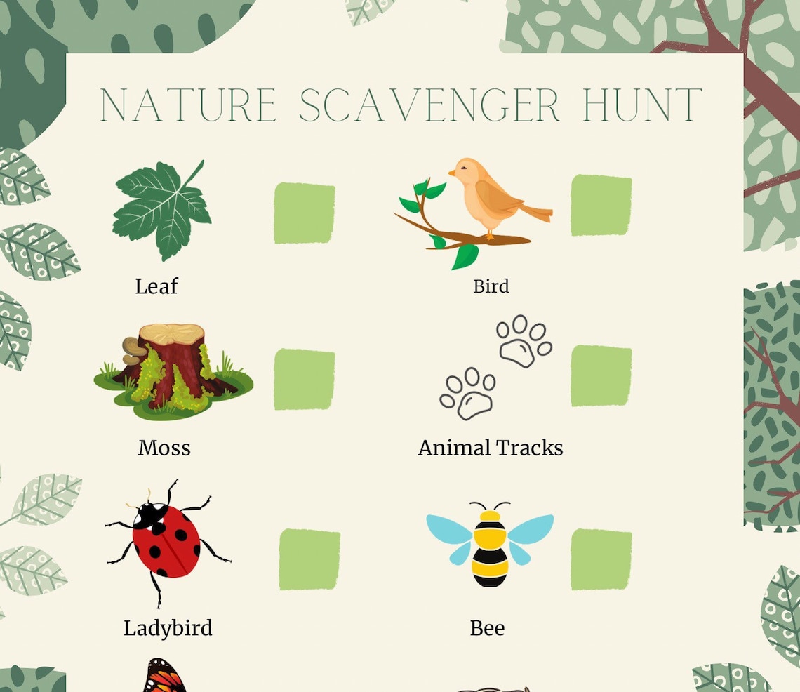 Nature Trail Scavenger / Treasure Hunt Printable Download | Etsy
