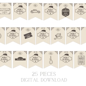 Peaky Blinders Inspired Bunting / Banner - 25 pieces - Digital Download - Print from home - Party Birthday / Wedding /Horse Racing/ Races