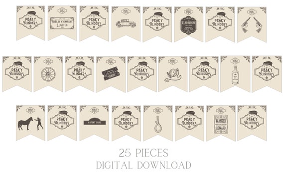 Peaky Blinders Inspired Bunting / Banner 25 Pieces Digital 