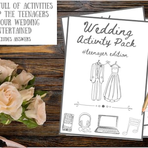 Teenager Wedding Activity Pack - Wedding ideas - Digital Download - packed full of activities to keep the teenagers entertained Incl answers