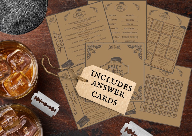 Peaky Blinders Party Activity Pack Includes 6 X Games/ Activity Cards ...
