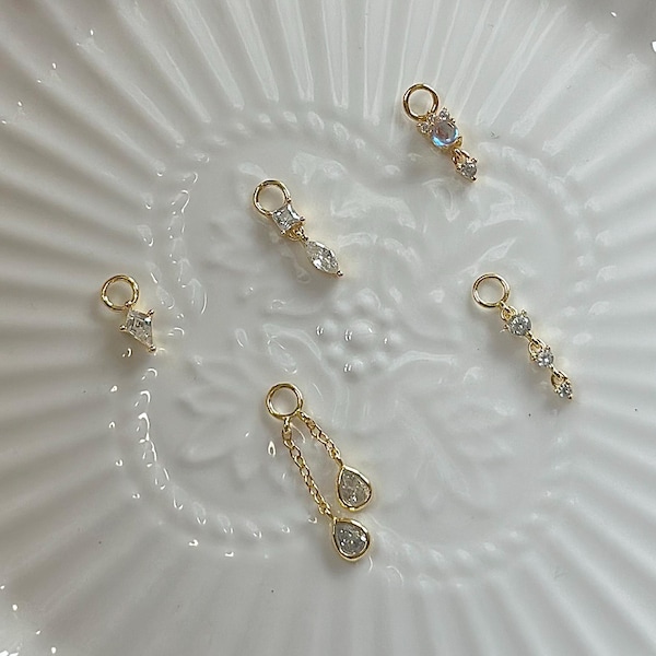 Abalorios para pendientes S925 n.° 4, Joyería con abalorios combinables, Crea tus propios pendientes/collares, Regalo de San Valentín, Abalorios de piedra natal, Abalorios de oro