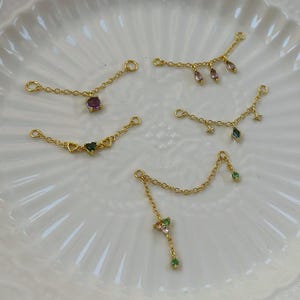 Gemstone Crystal Chain for Piercing Cartilage Helix Conch Earrings,Agate Ear Jacket Dangle Charm Chain,Cubic Zirconia Celestial Dangle Chain