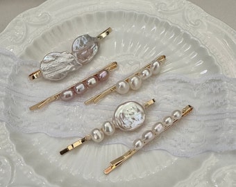 Baroque Pearl Barrette, Freshwater Pearl Hair Pin, Bridal Hair Pin, Handmade Barrette, Gift for Her, Wedding Jewelry, Mother’s Day Gifts