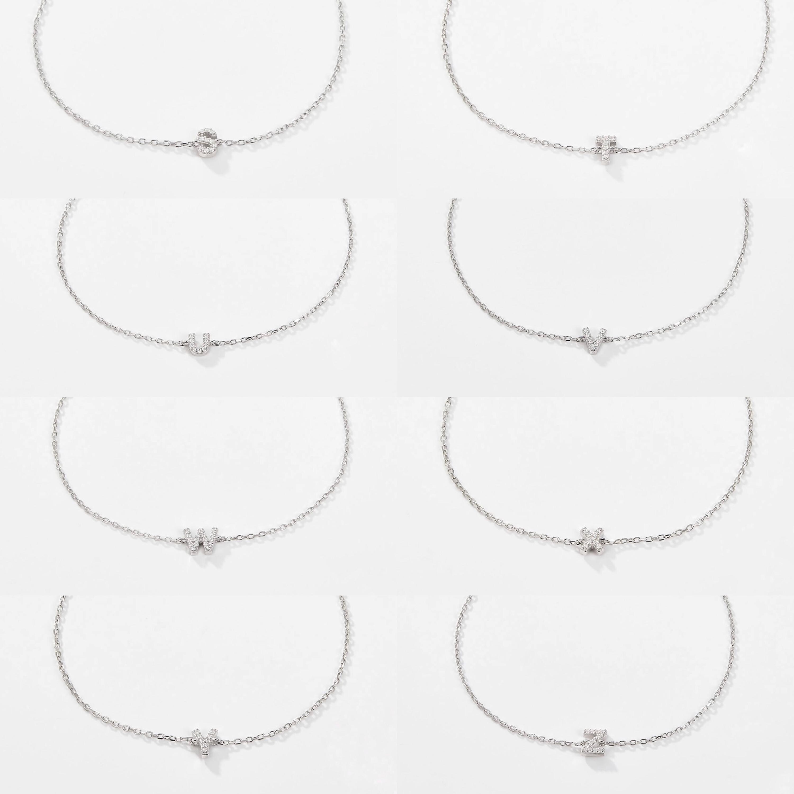 Sterling Silver Pave Initial Bracelet, Name Bracelet Sterling Silver Pave Initial Bracelet, Name Bracelet