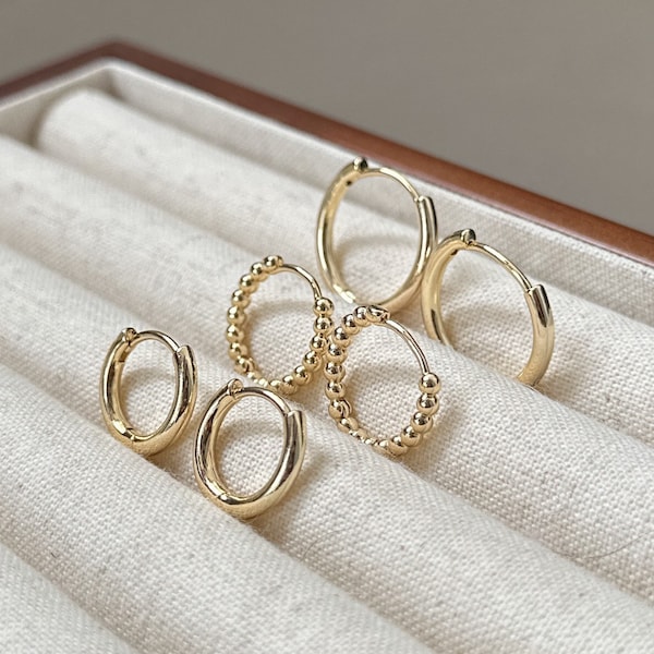 14mm-19mm 14k Gold Hoops,Perfect Addition to Any Stack,Minimalist Hoop Earrings, Dainty Gold Hoops, Small Hoop Earrings, Simple Plain Design