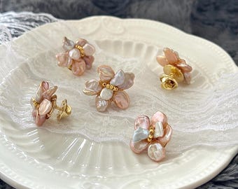 Pearl Flower Brooch, Freshwater Baroque Pearl Scarf Pin, Flower Lapel Pin, Petal Pearl Modesty Pin, Pearl Wedding Brooch, Mother’s Day Gift