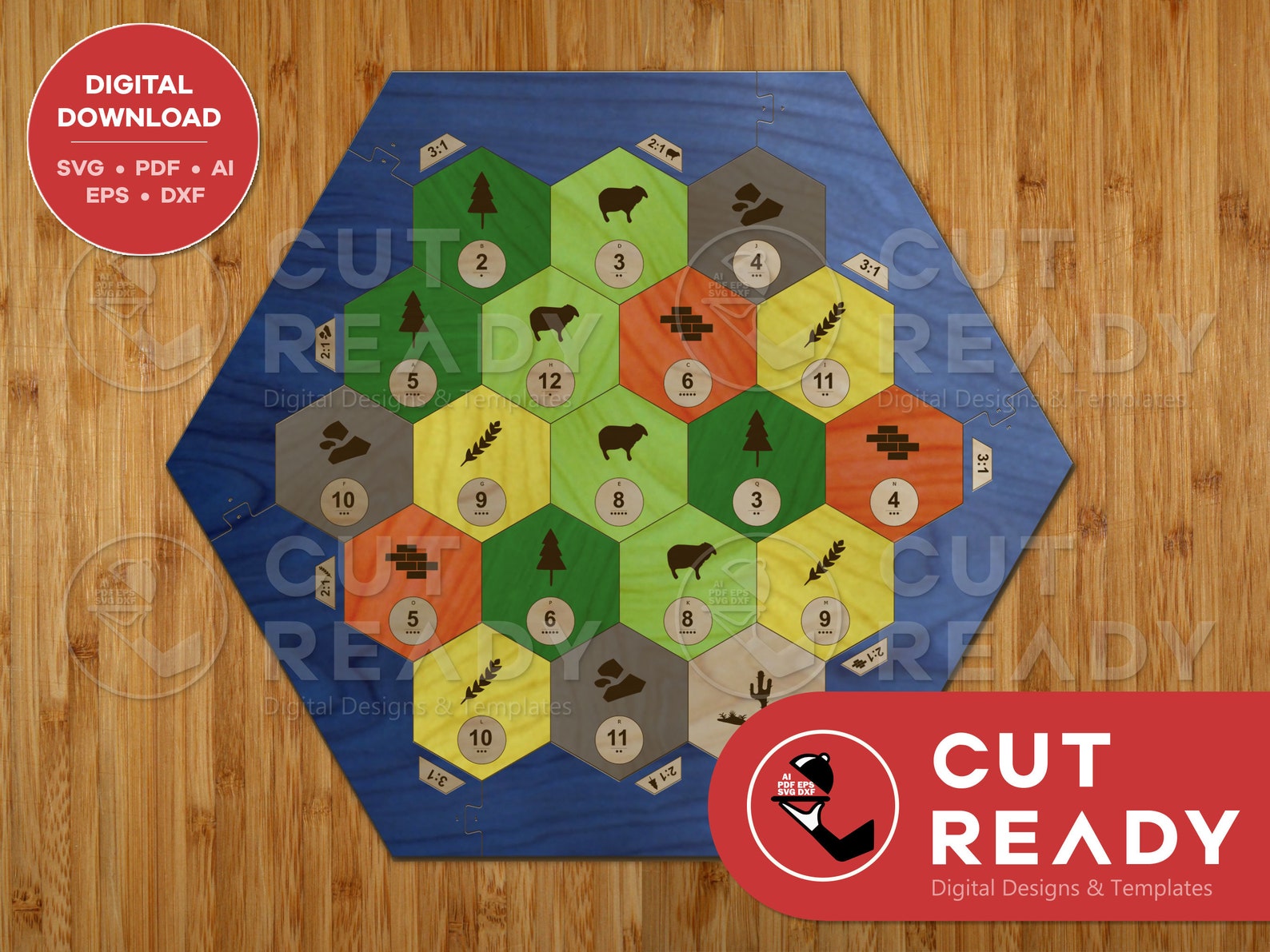 Settlers of Catan 34 Player Board SVG Simple Catan SVG Laser Cut Board