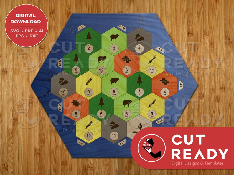 Settlers of Catan 34 Player Board SVG Simple Catan SVG Laser Cut Board