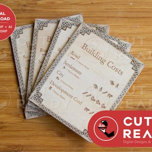 Settlers of Catan Building Cost Cards SVG, Settlers of Catan Board Game, Settlers Cost Cards Download, Custom Settlers Game