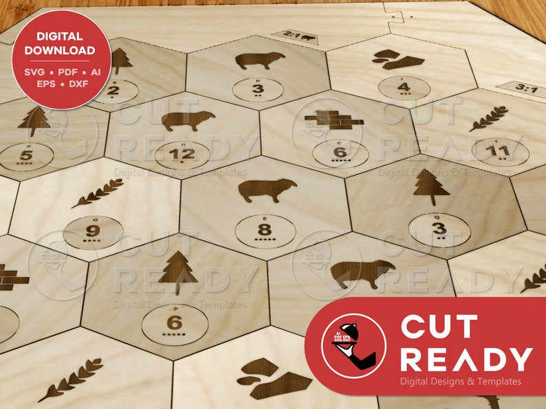 Settlers of Catan 34 Player Board SVG Simple Catan SVG Laser Cut Board
