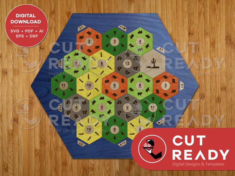 Settlers of Catan 34 Player Board SVG Minimalist Catan SVG Laser Cut