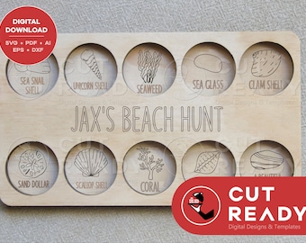 Nature Beach Hunt Board SVG | Personalised Beach Hunt SVG | Montessori Play | Outdoor Play | Kids Beach Activities